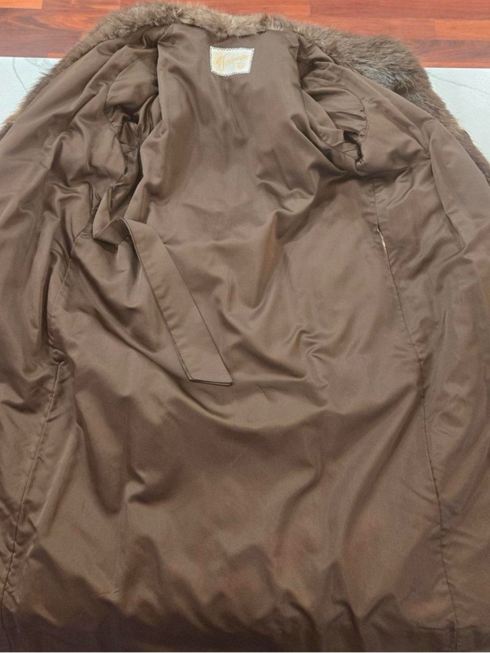 Women's Long Brown Fur Coat - Picture 7 of 8